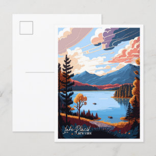 Lake Placid New York vintage reisillustratie Briefkaart
