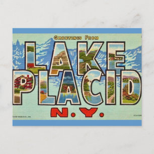 Lake Placid Oude Wenskaart Briefkaart