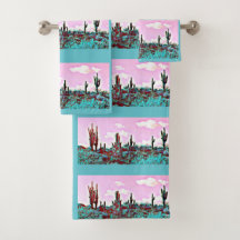 Lake Pleasant Turquoise Saguaros Towel Set