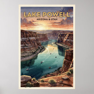 Lake Powell Arizona en Utah Reisposter uit het ver Poster
