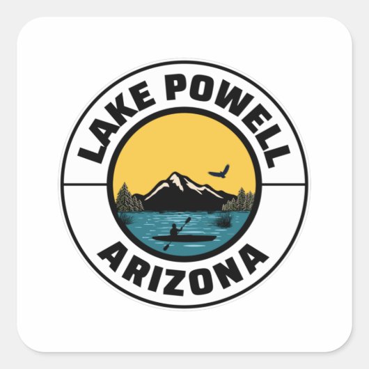 Lake Powell Arizona Mountain Vissen Kayaking Vierkante Sticker (Voorkant)
