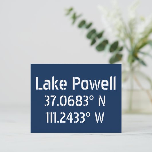 Lake Powell AZ Latitude Longitude Briefkaart (Staand voorkant)