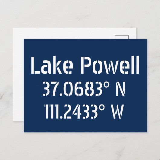 Lake Powell AZ Latitude Longitude Briefkaart (Voorkant / Achterkant)