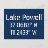 Lake Powell AZ Latitude Longitude Briefkaart (Voorkant)
