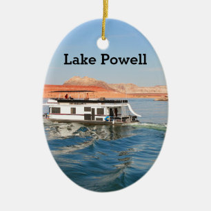 Lake Powell, Houseboat making waves, Arizona Keramisch Ornament