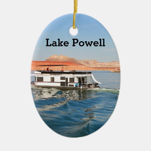 Lake Powell, Houseboat making waves, Arizona Keramisch Ornament (Voorkant)