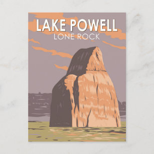 Lake Powell Lone Rock Travel Art Vintage Briefkaart
