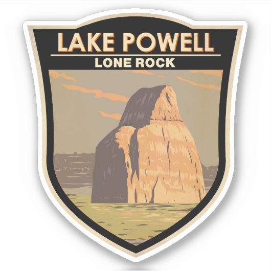 Lake Powell Lone Rock Travel Art Vintage Sticker (Voorkant)