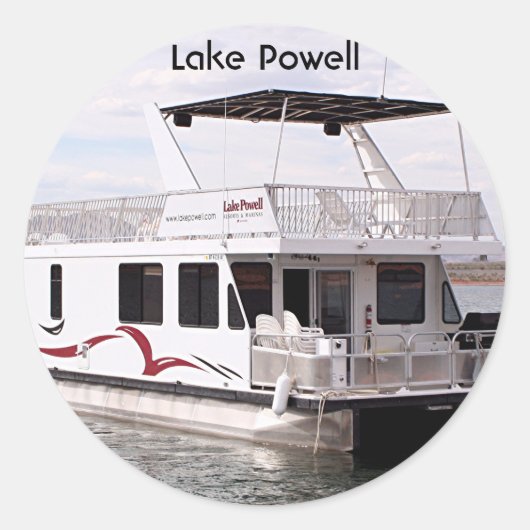 Lake Powell: Woonboot, Arizona, Verenigde Staten 9 Ronde Sticker (Voorkant)