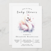 Lake Printable Swan Baby shower Kaart (Voorkant / Achterkant)