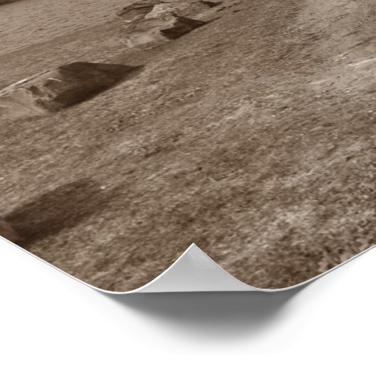 Lake Reflection op Tin Can Sepia Foto Poster (Hoek)