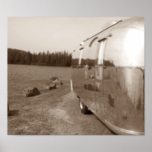 Lake Reflection op Tin Can Sepia Foto Poster