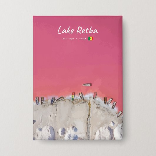 Lake Retba, Senegal - Roze meerboten Button (Voorkant)