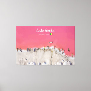 Lake Retba, Senegal - Roze meerboten Canvas Afdruk