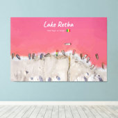 Lake Retba, Senegal - Roze meerboten Canvas Afdruk (Insitu (Houten vloer))