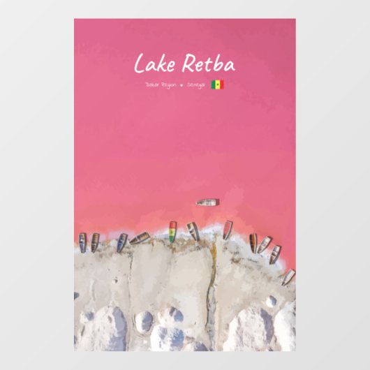 Lake Retba, Senegal - Roze meerboten Raamsticker (Vel)