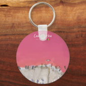 Lake Retba, Senegal - Roze meerboten Sleutelhanger (Voorkant)