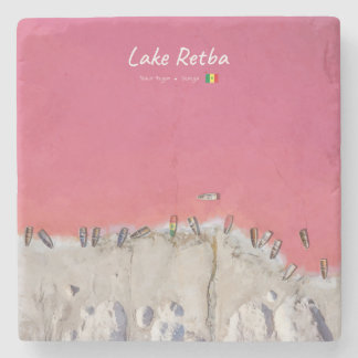 Lake Retba, Senegal - Roze meerboten Stenen Onderzetter