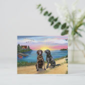 Lake Road - Twee labrador retrievers (Choc-Block) Briefkaart (Staand voorkant)