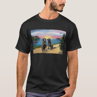 Lake Road - Twee Labrador Retrievers (Choc-Zwart) T-shirt