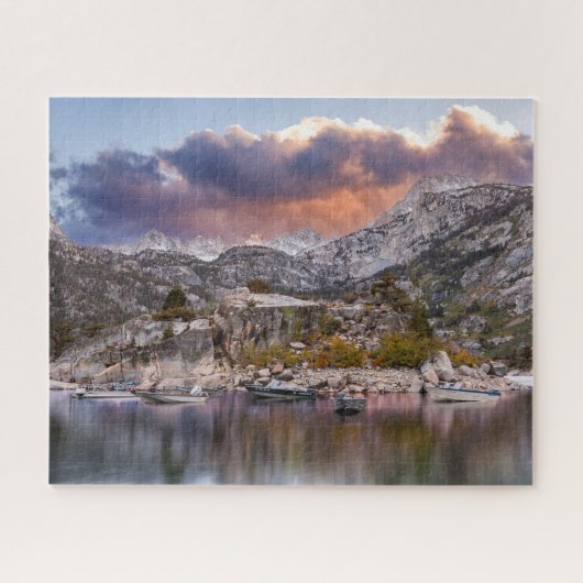 Lake Sabrina Dusk met Boats, Fine Art Photo Legpuzzel (Horizontaal)