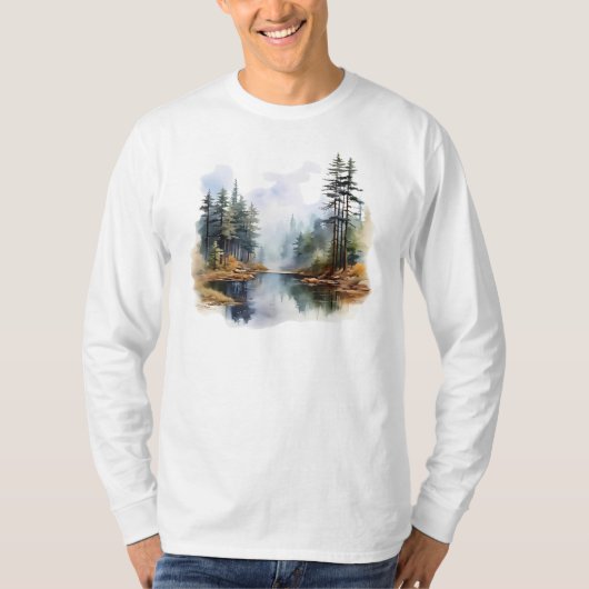 Lake Scene T-shirt met lange mouwen (Voorkant)