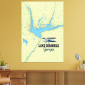 Lake Seminole Georgia Map poster Canvas Afdruk (Insitu (Woonkamer))
