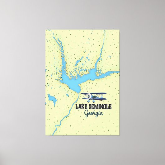 Lake Seminole Georgia Map poster Canvas Afdruk (Voorkant)