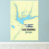 Lake Seminole Georgia Map poster Canvas Afdruk (Insitu (Houten vloer))
