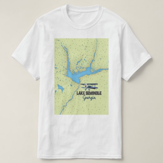 Lake Seminole Georgia Map poster T-shirt (Design voorkant)