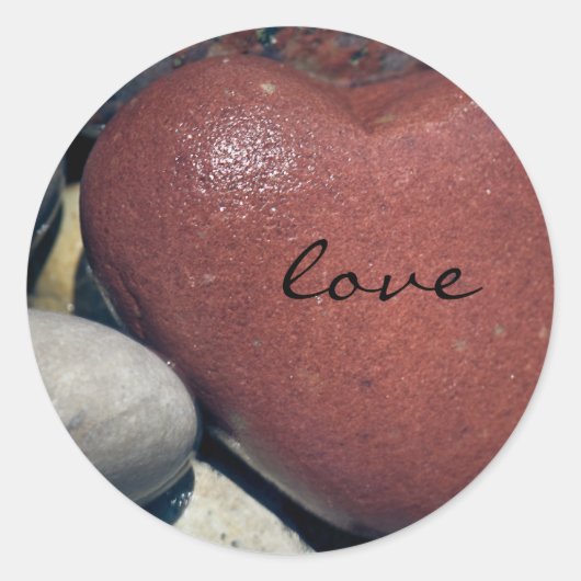 Lake Shore Red Heart Stone Ronde Sticker (Voorkant)