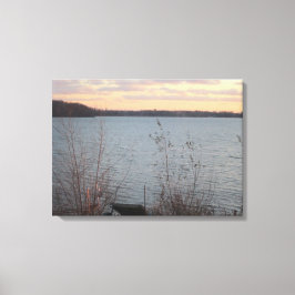 Lake Shore Sunset Canvas - 2-panelen Afdruk
