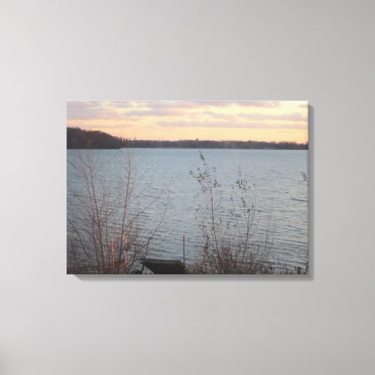 Lake Shore Sunset Canvas - 4-panelen (Voorkant)