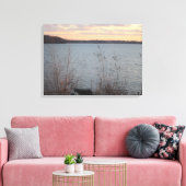 Lake Shore Sunset Canvas - 4-panelen (Insitu (Woonkamer))