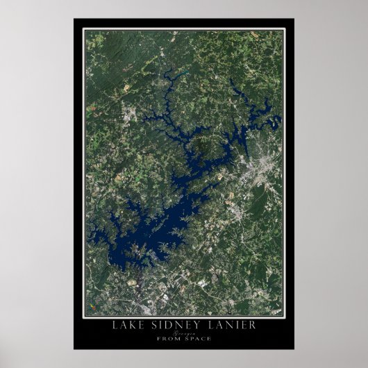 Lake Sidney Lanier Georgia Satellite Poster Map (Voorkant)