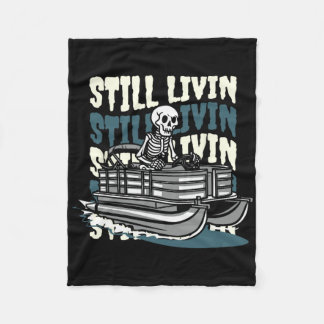 Lake Skeleton - Boating Pontoon Boat Fleece Deken