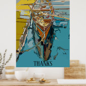 Lake Skiff, abstract, bewerkt tekst Poster (Keuken)