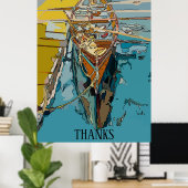 Lake Skiff, abstract, bewerkt tekst Poster (Thuiskantoor)