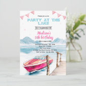 Lake speed boat girl invitation kaart (Staand voorkant)