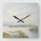 Lake Squam en de Waterverf Sandwich Mountains Vierkante Klok (Voorkant)