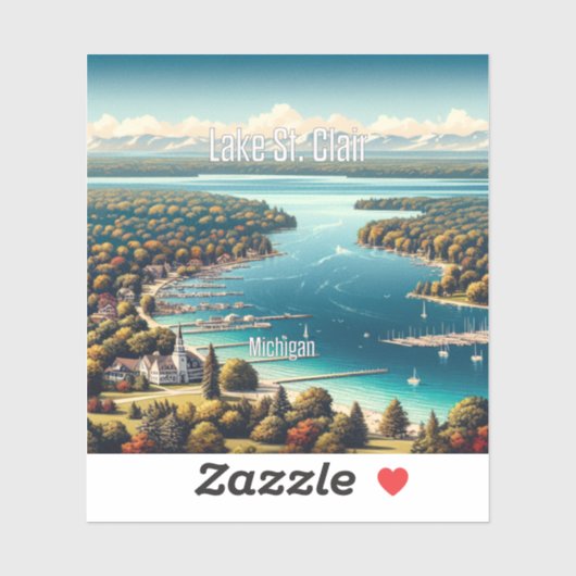 Lake St Clair Michigan 3 inch Vinyl Sticker (Vel)