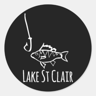 Lake St Clair Michigan Vissen Vis Met Haak Gril Ronde Sticker