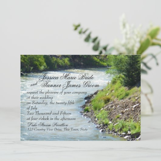 Lake Stream Natuur Fotografie Wedding Kaart (Staand voorkant)