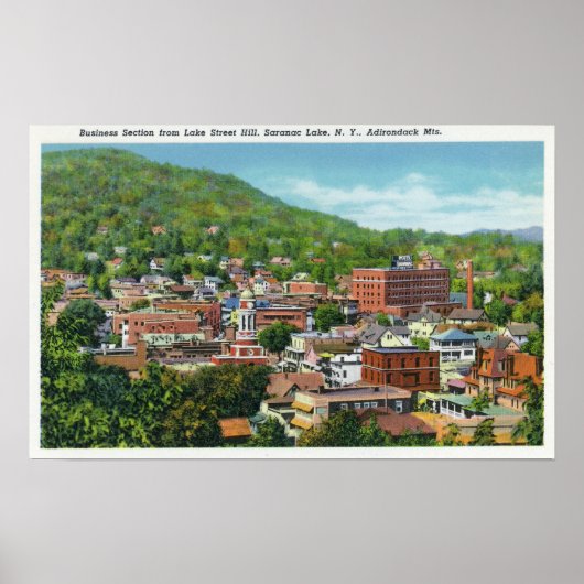 Lake Street Hill Uitzicht van Business Section Poster (Voorkant)