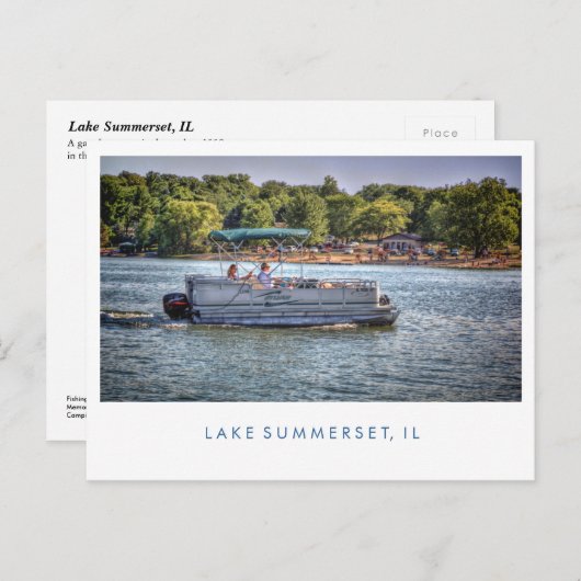 Lake Summerset Illinois Boating Briefkaart (Voorkant / Achterkant)