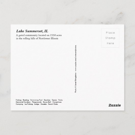 Lake Summerset Illinois Boating Briefkaart (Achterkant)