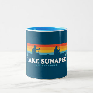 Lake Sunapee New Hampshire Canoe Tweekleurige Koffiemok