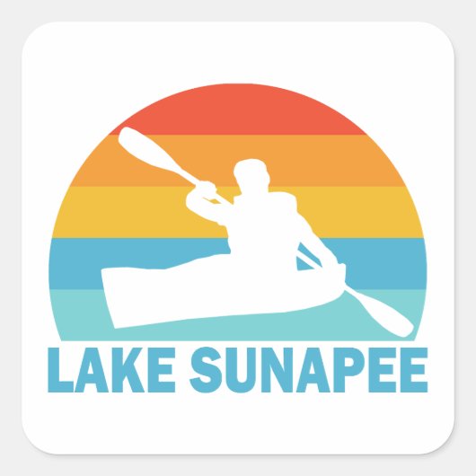 Lake Sunapee New Hampshire Kayak Vierkante Sticker (Voorkant)