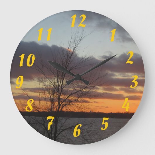 Lake Sunset Clock Grote Klok (Voorkant)