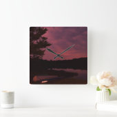 Lake Sunset Clock Vierkante Klok (Huis)